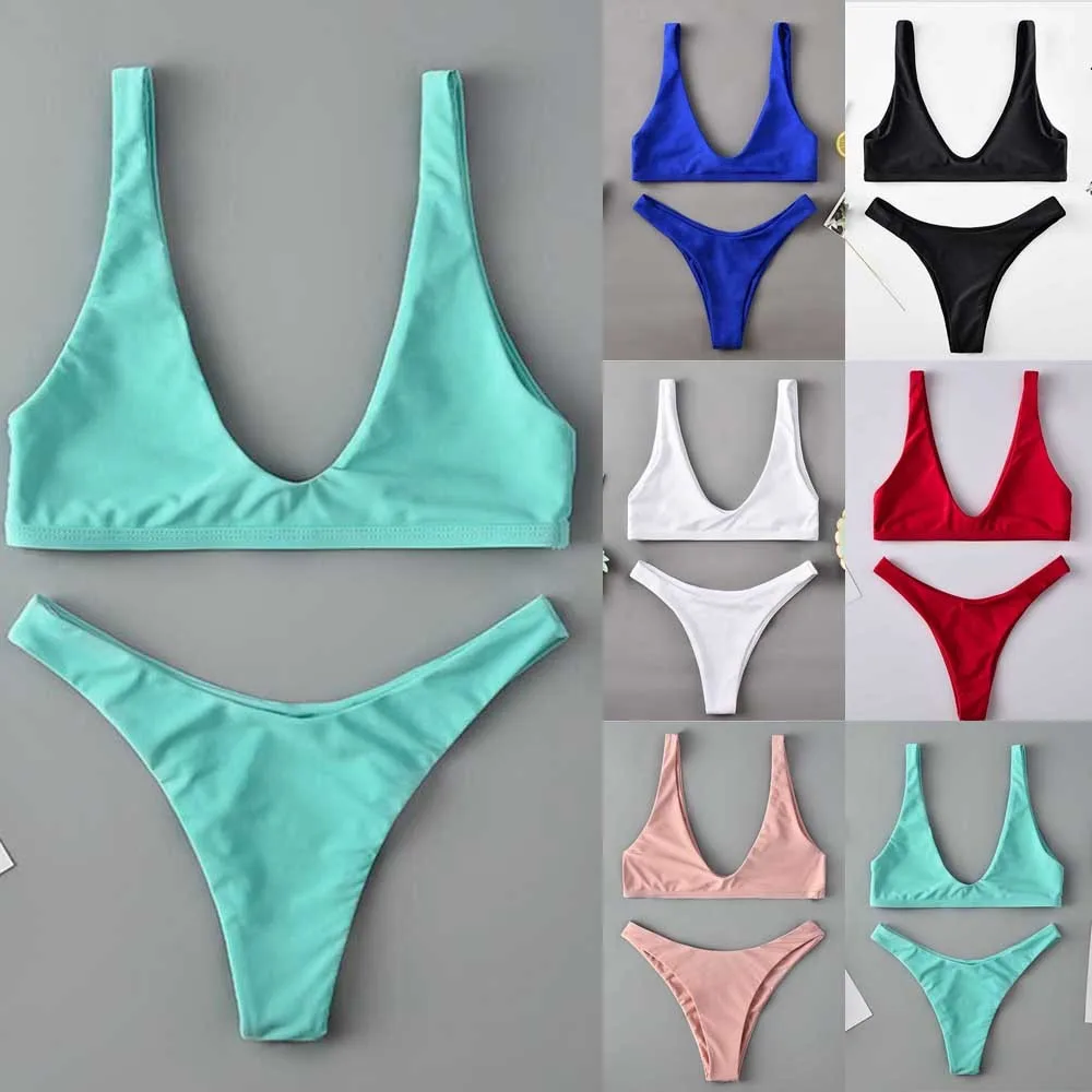 

Women Bikini Set Swimsuit Bathing Suit Swimwear Push Up Bra Set Beach Holiday Two Piece Set Beach Swimwear Summer 2021 Hot New