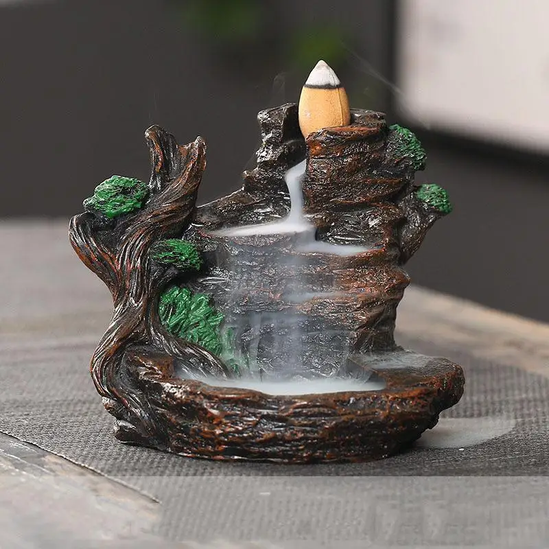 

Censer Aroma Smoke Backflow Home Teahouse Decor Pine Waterfall Incense Burner +20pcs Cones Stick Holder Free shipping