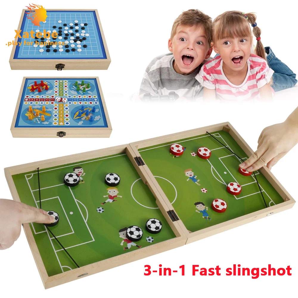 

Foldable 3in1 Foosball Winner Board Games Table Hockey Game Catapult Chess Flying Chess Parent-child Interactive Toy Party Game