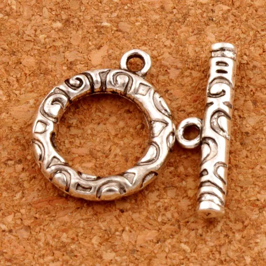 

Carved Round Bracelet Toggle Clasp 100sets Zinc Alloy Jewelry DIY Findings Fit Bracelets L852 20X17mm