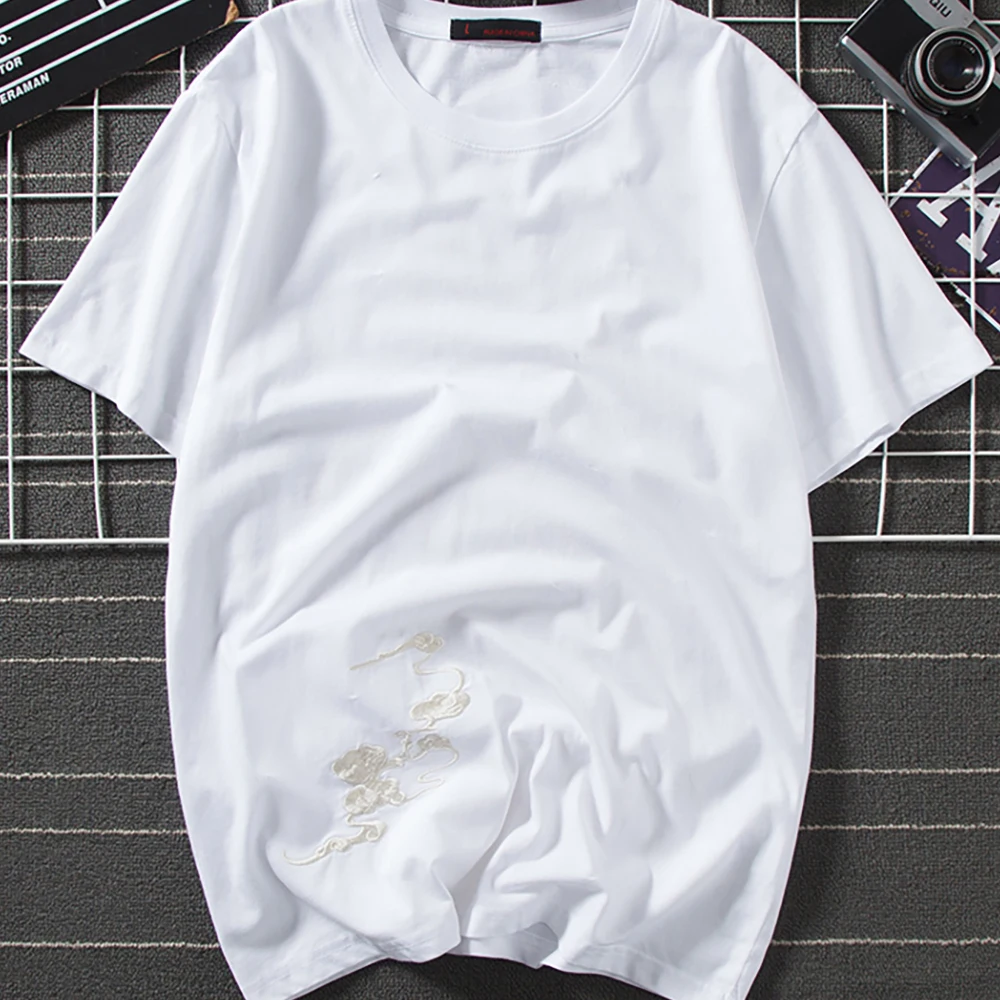 Футболка мужская с вышивкой дракона Yokosuka в японском стиле новинка 2020 летняя