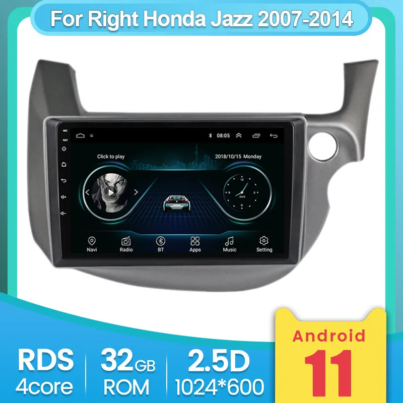 Автомагнитола для Honda Jazz 2 GG 2008-2014 Fit с левосторонним вождением мультимедийный