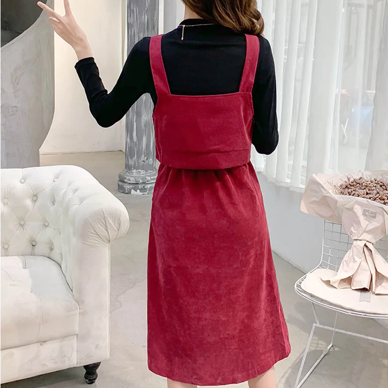 Женский комплект из двух предметов PERHAPS U Вельветовая юбка средней длины с