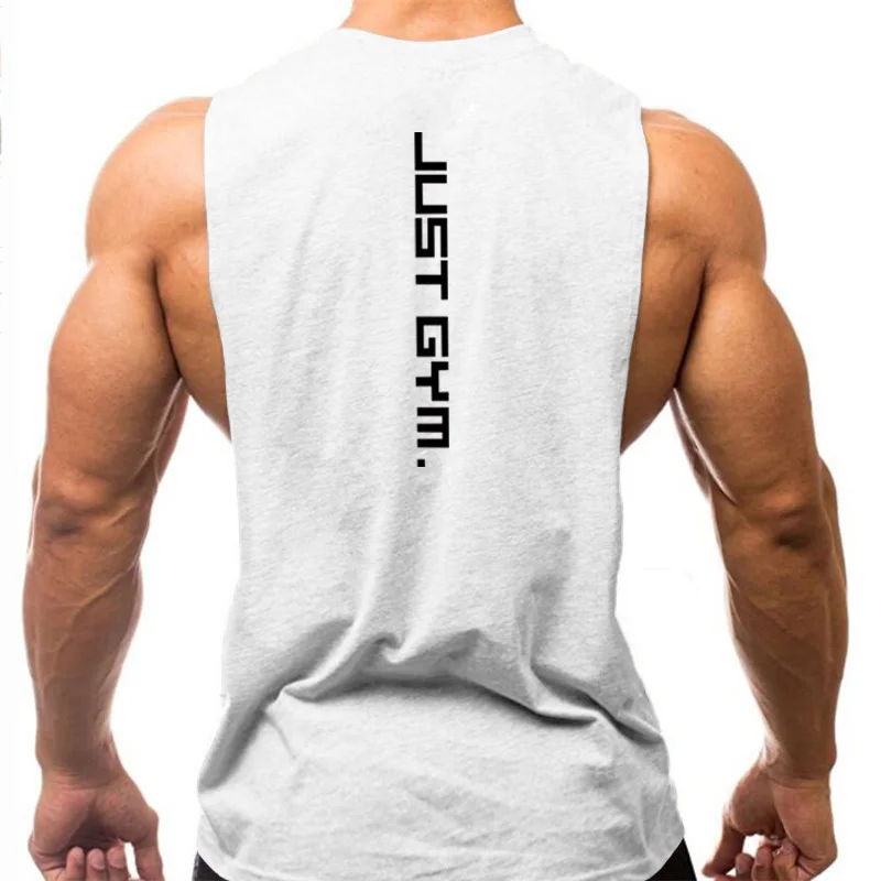 Brand Just Gym Clothing Fitness Mens Sides Cut Off T-shirts Dropped Armholes Bodybuilding Tank Tops Workout Sleeveless Vest | Мужская