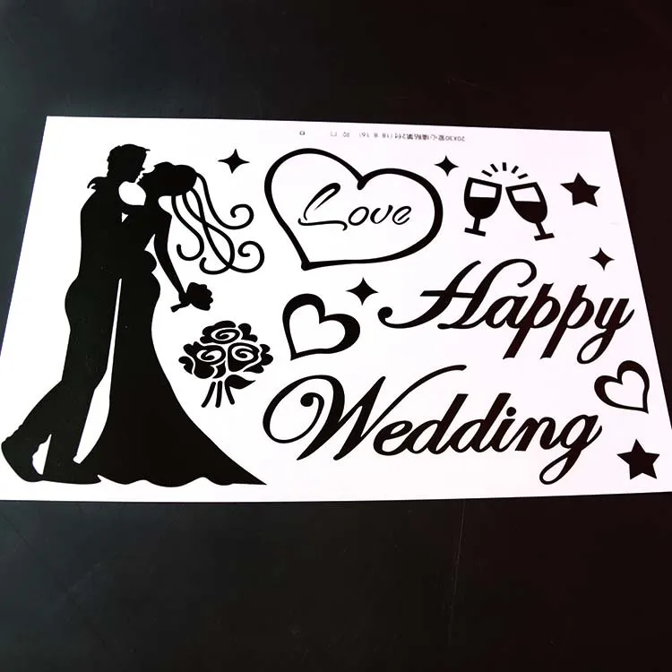 

Happy Wedding I Love You PVC Sticker for Balloons Bubble Clear Helium Balloon Birthday Wedding Valentine's Day Party Decors