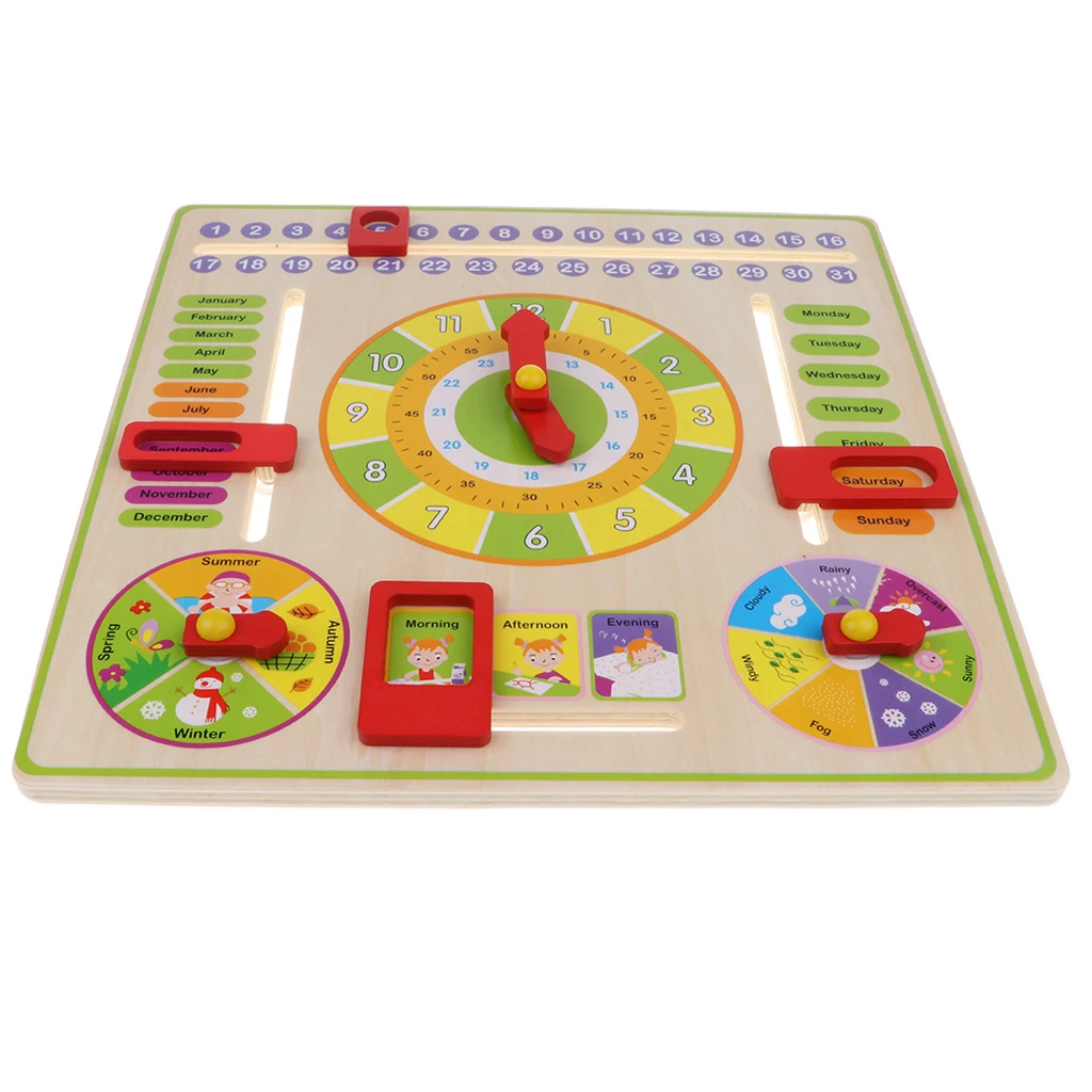 Деревянные повседневные когнитивные календарные часы висячая доска Дети