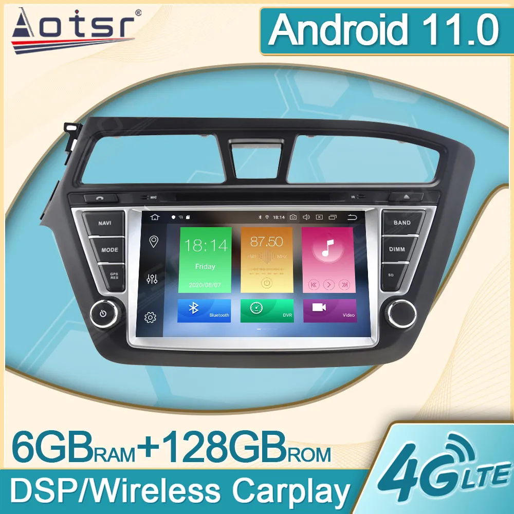 

128G Android 11,0 для Hyundai I20 2014 2015 2016 2017 автомобильное радио мультимедийный GPS навигатор видеоплеер Carplay DVD головное устройство DPS 2Din