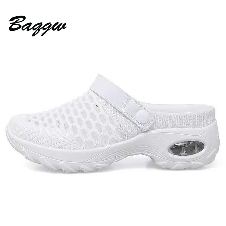 

2021 New Woman Sneakers Tennis Shoes Breathable Mesh 5cm Height-increasing Slip-on Air Cushion Slippers Outdoor Walking Joggin