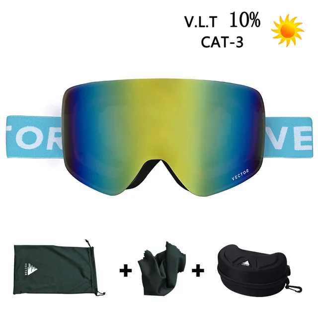 Sky blue VECTOR Brand Ski Goggles Men Women Double Lens UV400 Anti-fog Skiing Eyewear Snow Glasses Adult Skiing Snowboard Goggles - Цвет: Sky blue