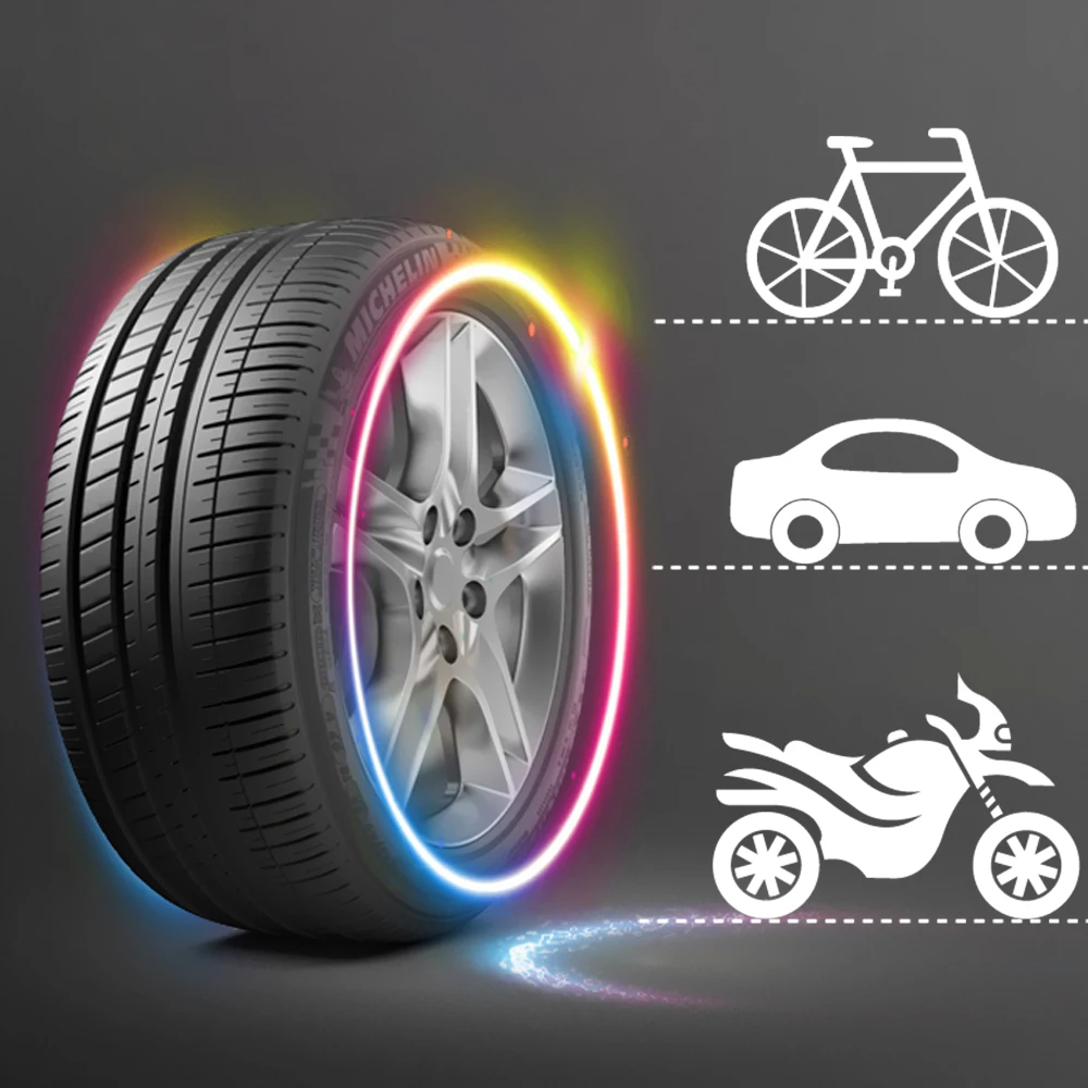 FORAUTO 2PCS Car Wheel LED Light Motocycle Bike Light Tire Valve Cap Decorative Lantern Tire Valve Cap Flash Spoke Neon Lamp images - 6