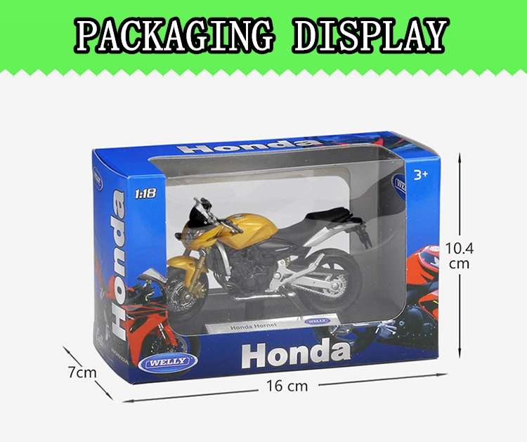 WELLY 1:18 HONDA Hornet литая под давлением модель мотоцикла из сплава игрушка для детей подарок на день рождения коллекция игрушек