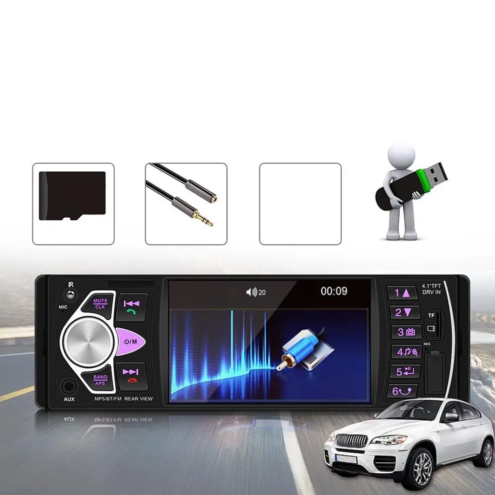 Автомагнитола 4022D MP5 плеер 1 Din с разъемом USB AUX FM громкой связью картой U диском|MP4 и