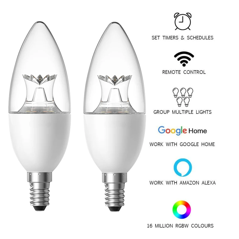 Умная Светодиодная лампа с Wi-Fi RGB RGBW E14 E27 диммер дистанционное управление через