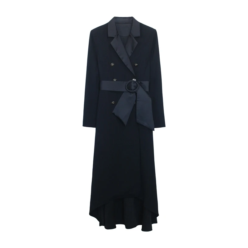 Женское элегантное офисное платье двубортные вечерние платья с поясом весна 2020