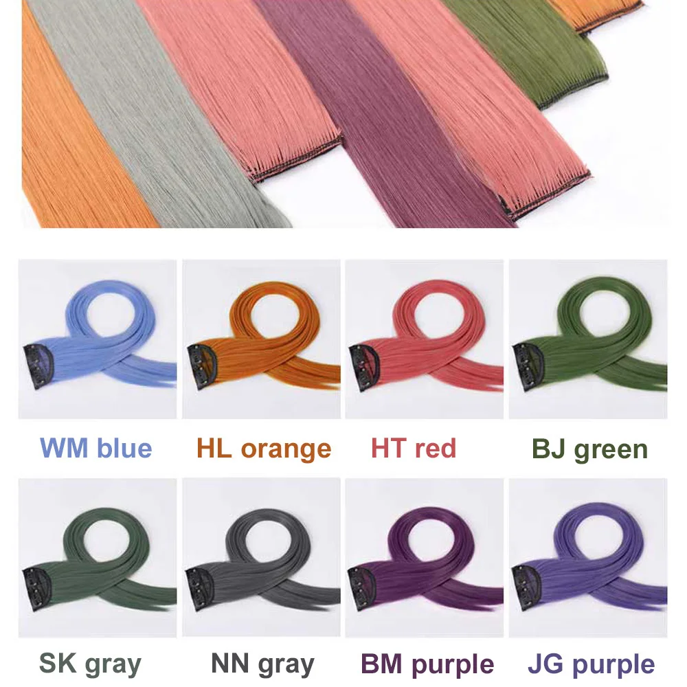 Наращивание волос в цветной полоску 22 дюйма Удлиненные Прямые волосы с Омбре 8