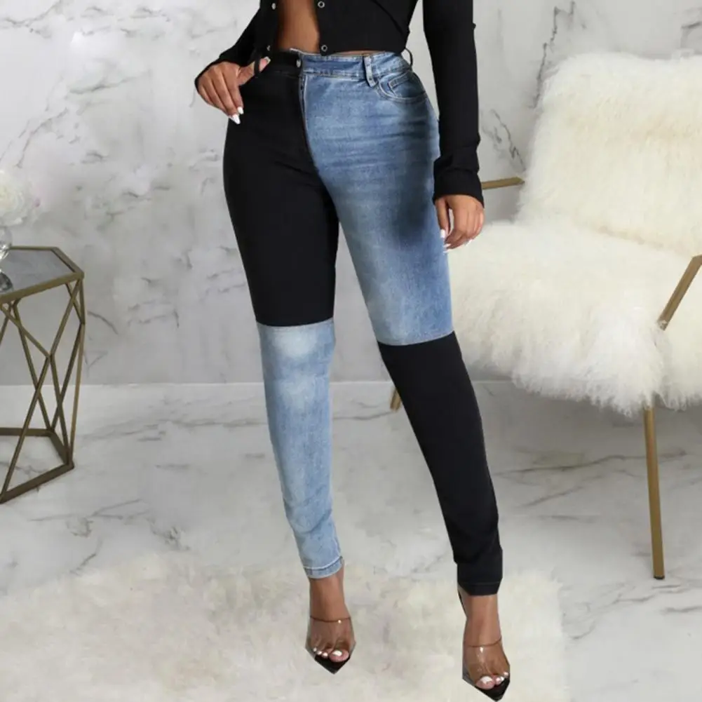 

Lady Jeans Contrast Color Women Jeans Slim Jeans Cool Denim Pants