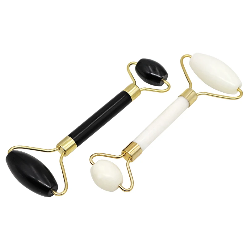 

1pc 2 Sizes Facial Massage Roller Double Heads Black White Jade Stone Facial Massager Eye Neck Thin Lift Slimming Relaxing Tools