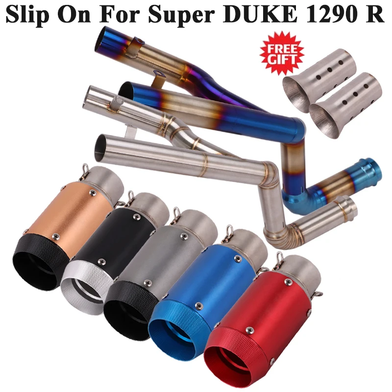 Слипоны для DUKE1290 Super DUKE 1290 R выхлопная труба для мотоцикла GP, изменение выхода, средняя звеньевая труба, левый и правый глушитель, глушитель дБ