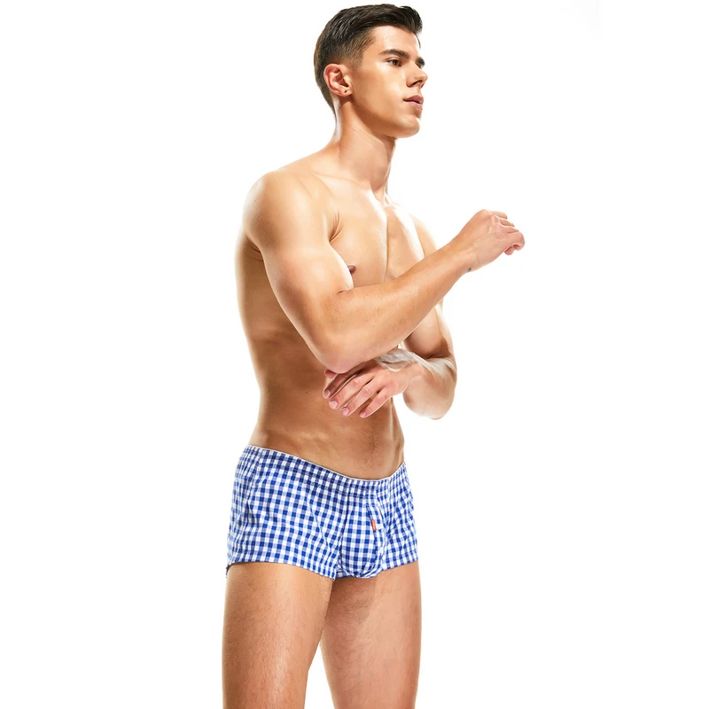 

SEOBEAN New men's short 100% cotton male boxer spring Household Shorts plaid Casual Shorts