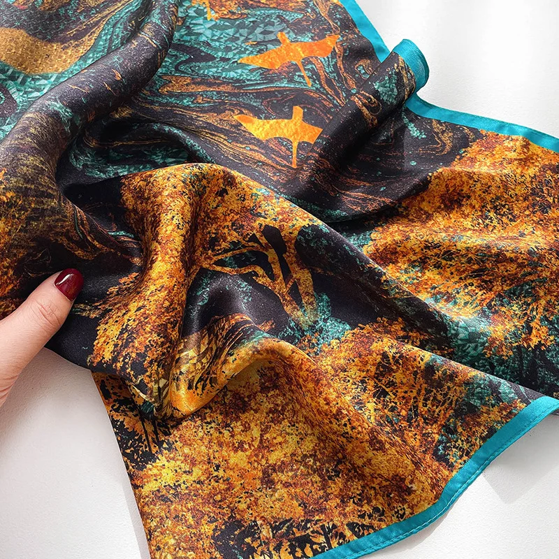 

Весенний шарф 100% Шелковая бандана Женские квадратные шарфы шарф-платок Тутовый модный роскошный высокий женский хиджаб шали