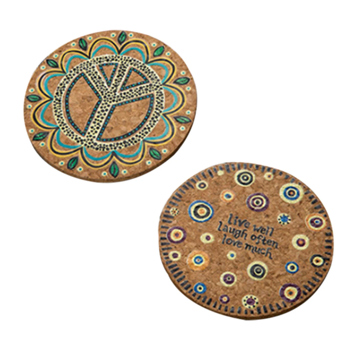 4Pcs Natural Cork Round Cup Mat Drink Coasters Heat Insulation Patterned Pot Holder Mats for Coffee Table Tabletop (Mixed) | Дом и сад