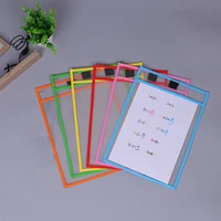 6pcs reusable clear pvc dry erase pockets sleeves6pcs pens for office classroom organizers organization teaching supplies kids