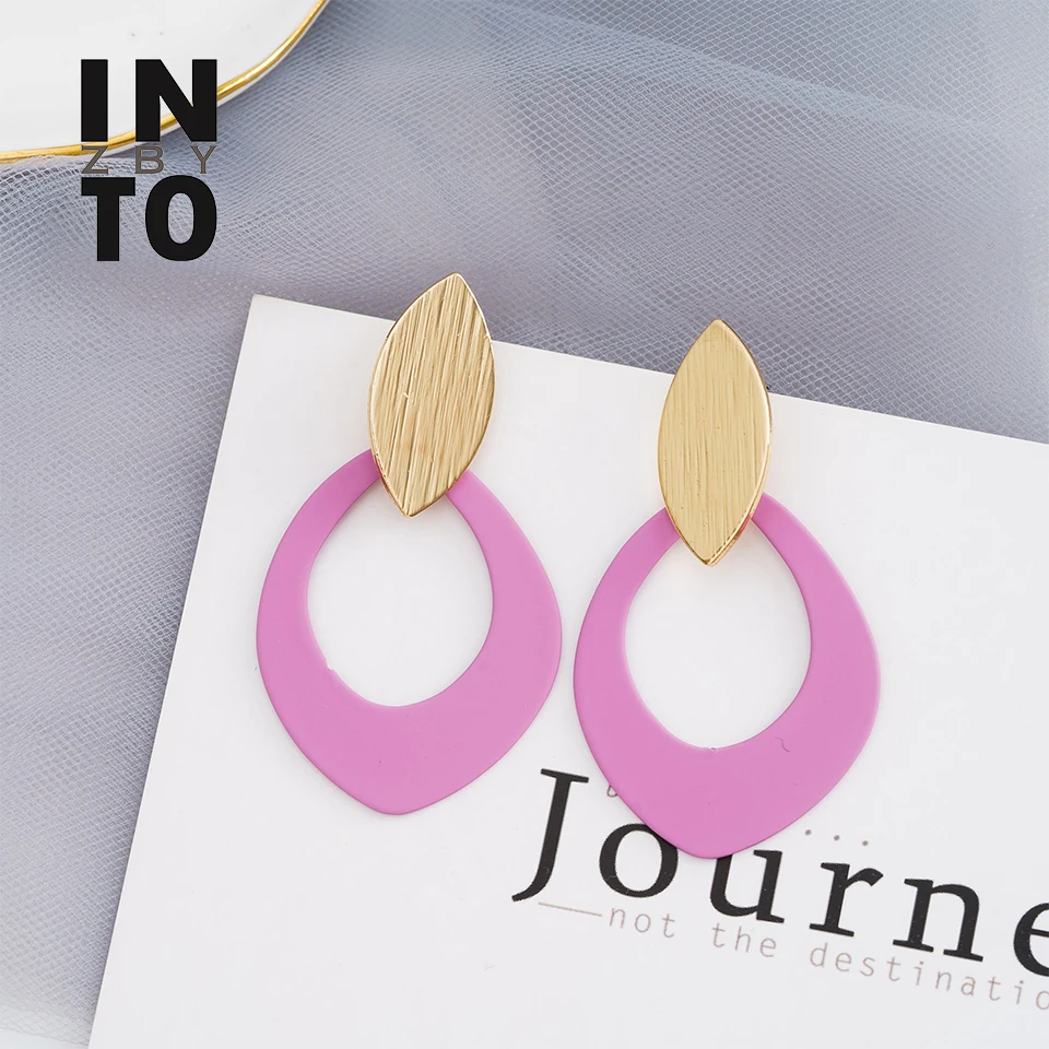 Женские серьги подвески Into zby винтажные фиолетовые с геометрическим узором