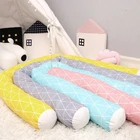 Длинный бампер для детской кровати, хлопковая Подушка для новорожденных, дышащая Защитная детская кроватка, моющаяся, съемная, коврик с ограждением