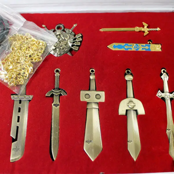 10 шт. легенда о Зельде щит меч оружие брелок ожерелье кулон Косплей Опора +