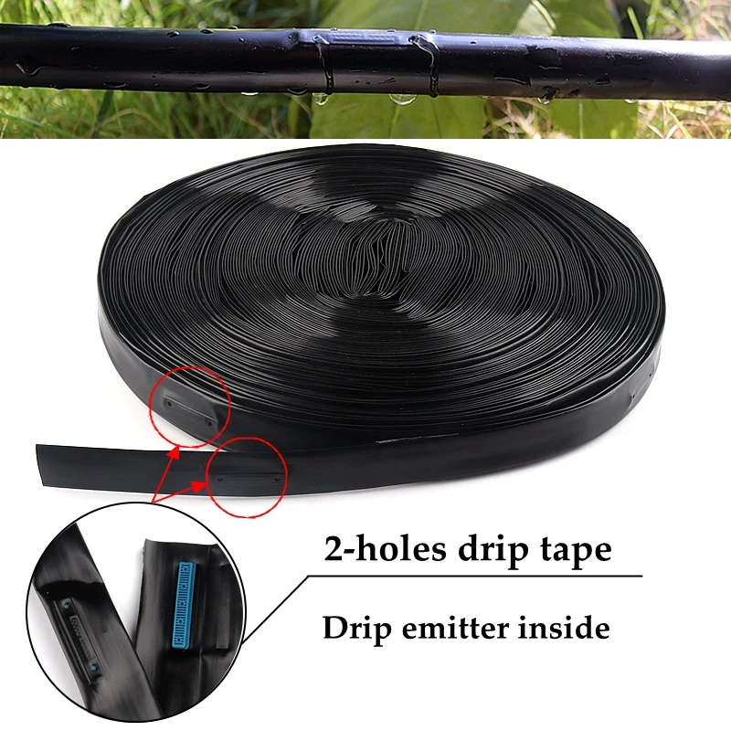 

20~100M 16mm 2-Holes Micro Irrigation Rain Drip Tape Space 100/150/200mm Soaker Greenhouse Farm Watering Hose Patch Tape Hose