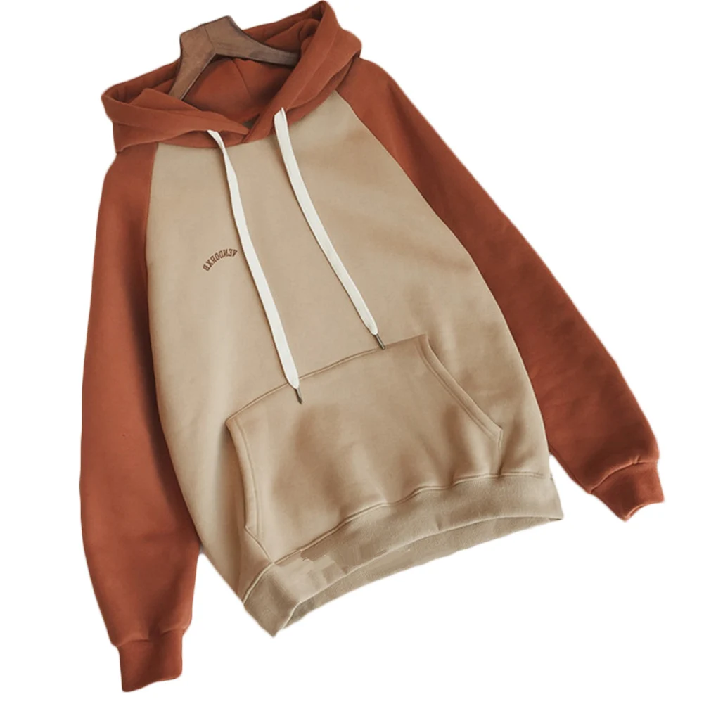 Женская Осенняя толстовка с капюшоном плотная флисовая длинными рукавами на