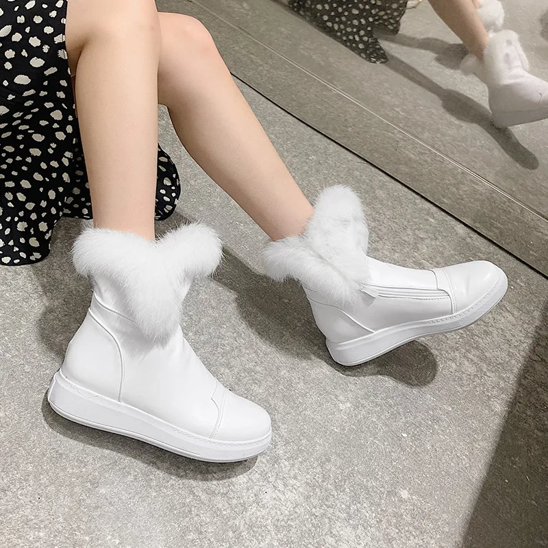 

Snow boots female fur one thick bottom and velvet warm short boots