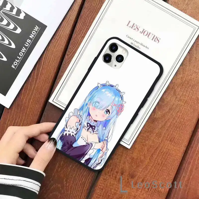

Hot Anime ReZERO Ram Rem Phone Case for iPhone 11 12 mini pro XS MAX 8 7 6 6S Plus X 5S SE 2020 XR