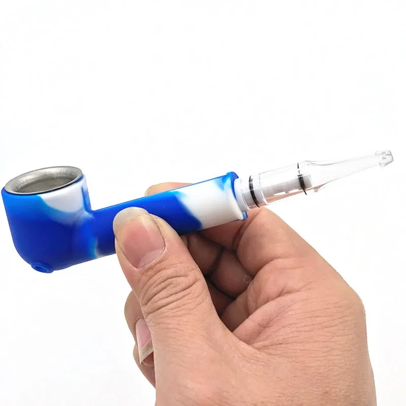 

Camouflage Silicone Pipe with Glass Bowl Smoking Accessories Portable Creative Appearance Cigarette Holder