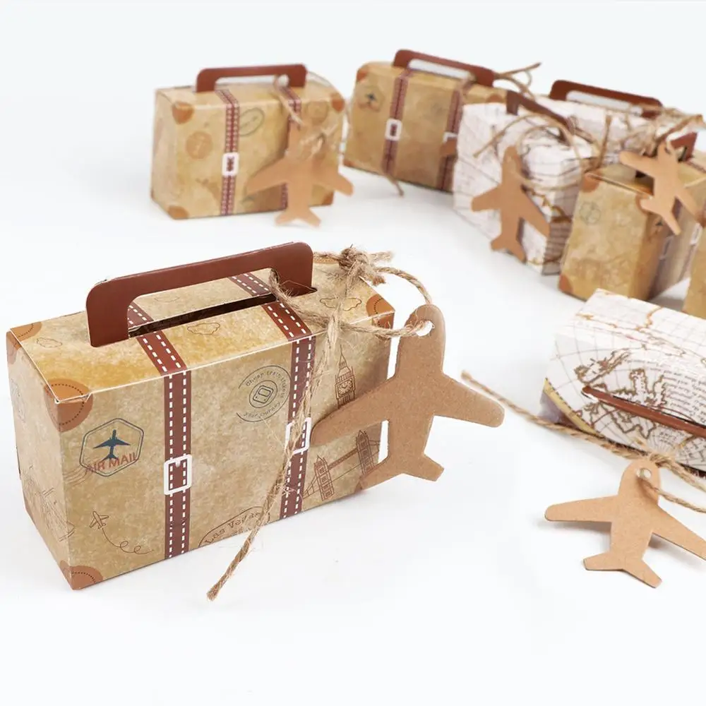 

OurWarm 20pcs/50pcs Suitcase Candy boxes Travel Classic Theme Elegant Style Gift Box Wedding Birthday Anniversary Favor Boxes