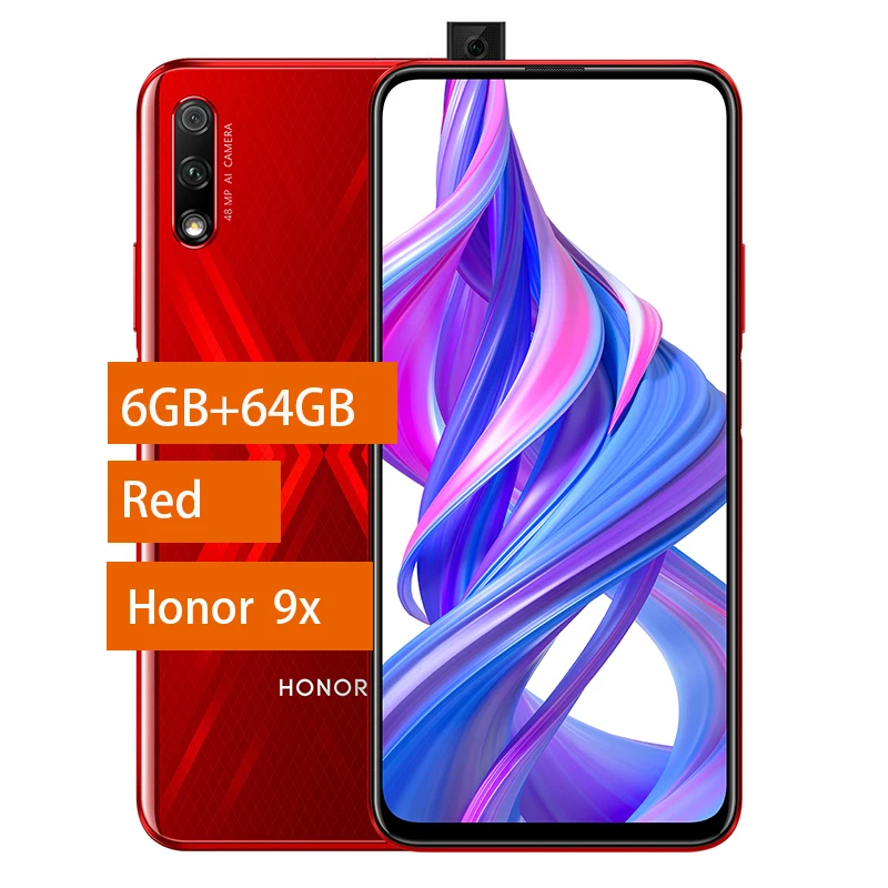 9X 6G 64G Red Honor 9X Смартфон Honor 9X Pro 4000 мАч батарея 7нм Kirin 810 48MP Авто всплывающий caemra Google Play поддержка - Цвет: 9X 6G 64G Red