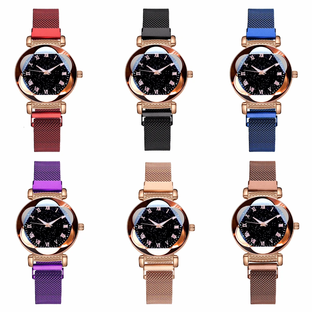 

Women Magnet Buckle Watches Luxury Ladies Quartz Starry Sky Roma Watch Relogio Feminino