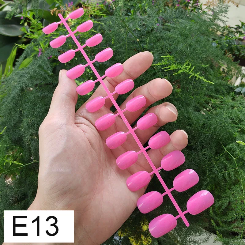 E13 X 5PCs 18 смешанных цветов короткие круглые кончики для Ногтей Полное покрытие накладные кончики для Ногтей пресс на поддельные ногти яркие цвета - Цвет: E13 X 5PCs