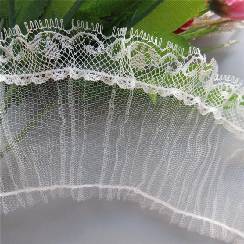 1 ярд мягкая плиссированная вуаль сетка ресницы кружево оборки отделка собранная