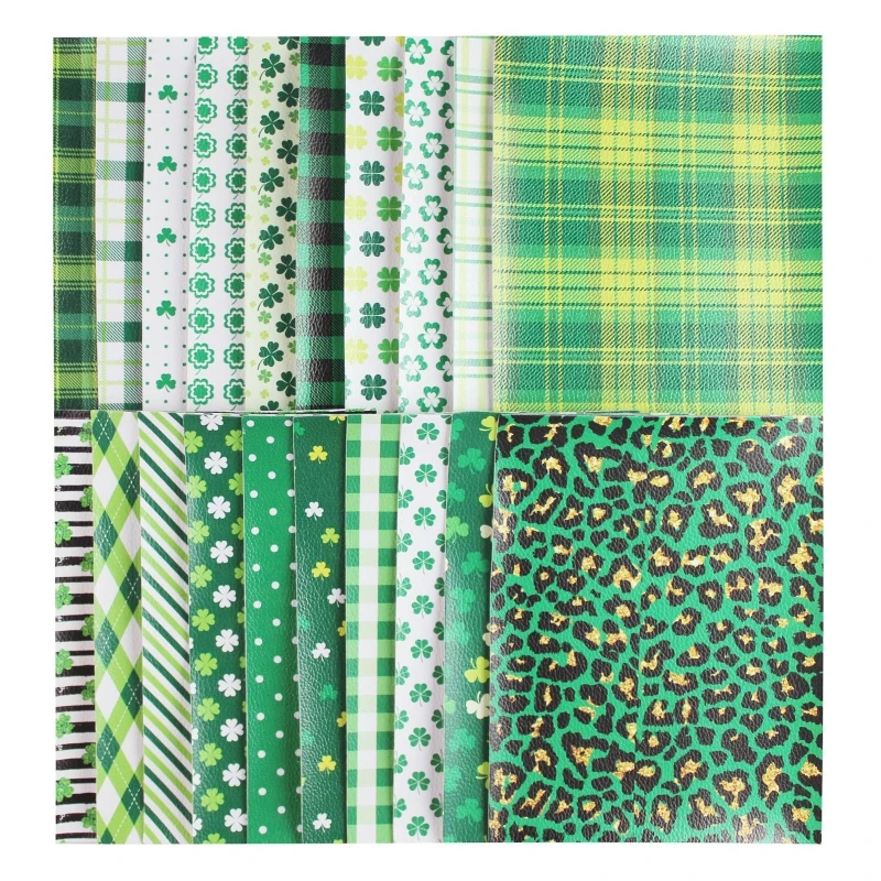 

K3NA 20 шт./компл. зеленый набор из синтетической кожи, ирландские праздничные листы из искусственной кожи для «сделай сам», серьги, зажимы для ...