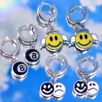 smiley face charm earring for e girls crying face happy face pendant stud earrings hip hop eardrop jewelry