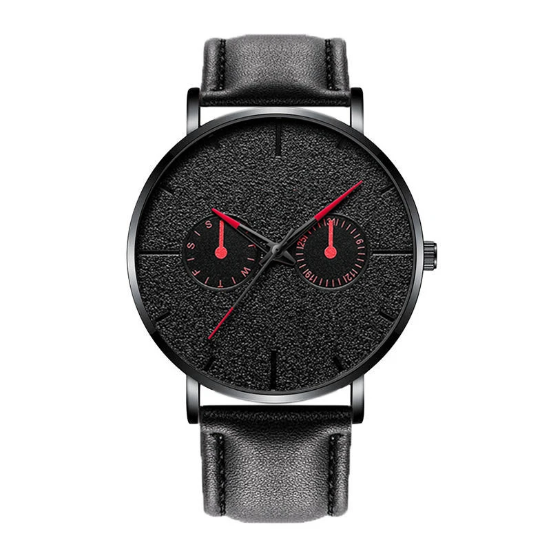 L black red Модные мужские Бизнес минималистичные часы Роскошные черные кварцевые часы с календарем из нержавеющей стали с сетчатым ремешком аналоговые часы Montre Homme - Цвет: L black red