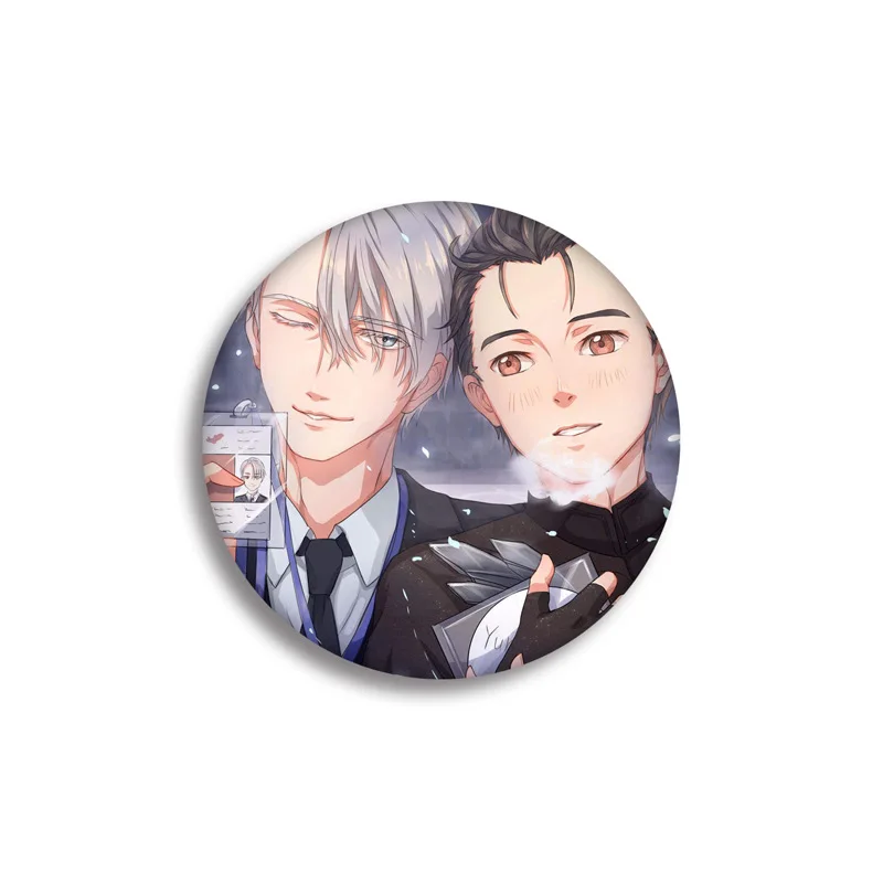 58MM Yuri!!! On Ice Lapel Pin Button Yurio Victor Sweet Cartoon Pattern Cosplay Badges Fashion Bag Clothes Backpack Decorative - купить по