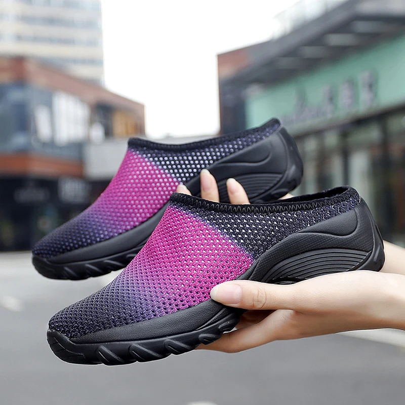 Женские Дышащие шлепанцы градиентные без пальцев уличные для отдыха сандалии с