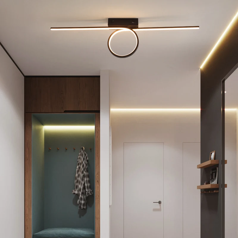 

FANPINFANDO Black Modern Led Ceiling Lights For Bedroom study kitchen Led Ceiling Lamps Hall Aisle Indoor Lighting Fixtures