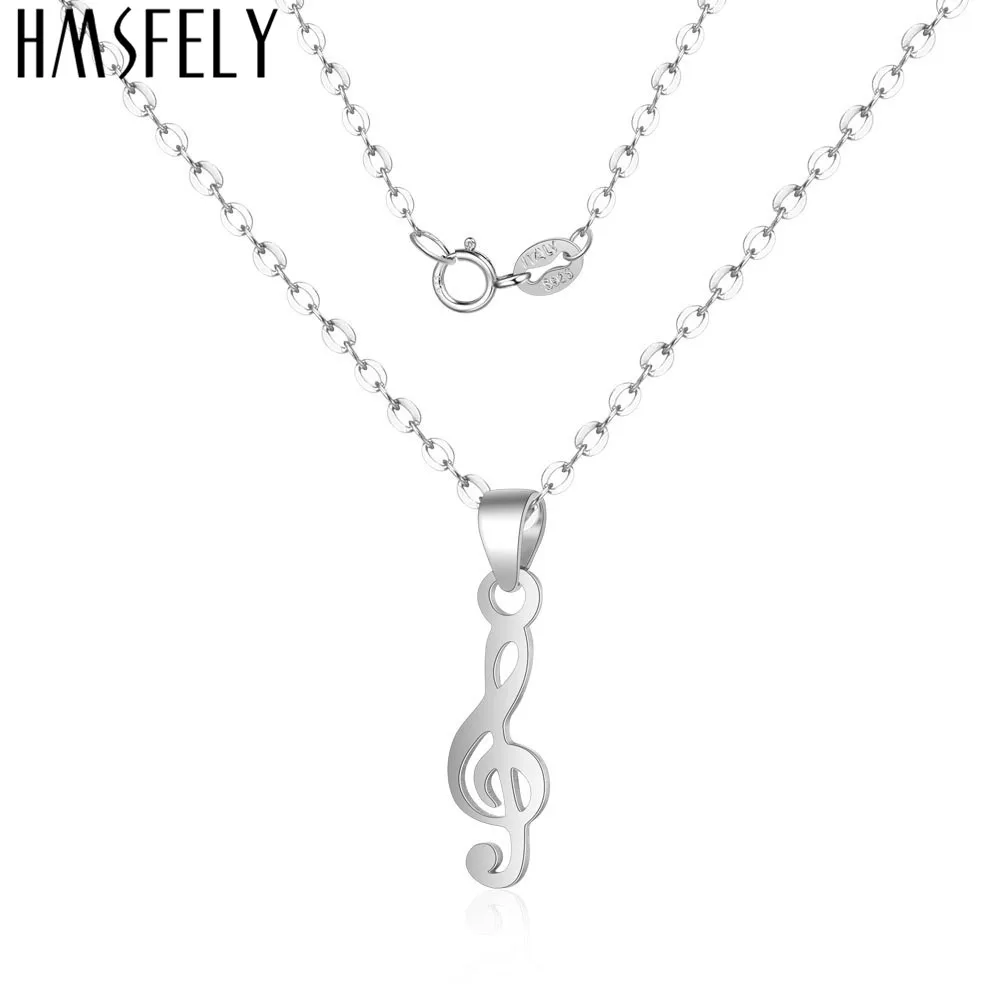 HMSFELY Настоящее серебро 925 пробы женское ожерелье с подвеской в форме музыкальной
