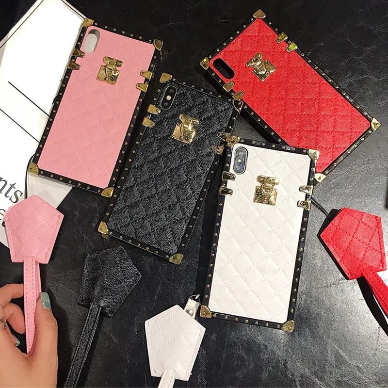For iPhone 13 12 11 Pro XS MAX X XR 6 6S 8 7 Plus Luxury Square Leather Cover Samsung S8 S9 S10 S20FE Ultra Note 9 10 PRO | Мобильные