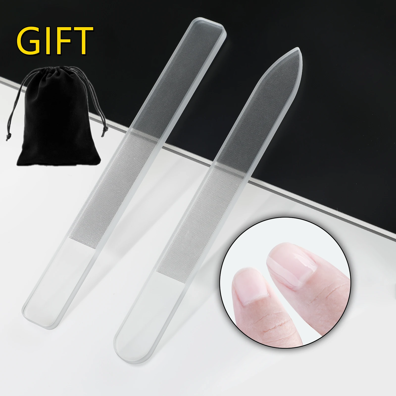 

2pcs Nail Art Files Crystal Glass File Buffer Gel UV Polish Durable Buffing Sanding Tips Manicure Decoration Tools Salon Beauty