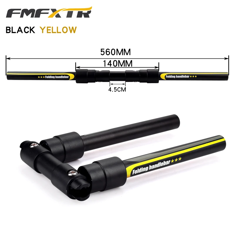 yellow 25.4 31.8X560 MTB складной руль для велосипеда, алюминиевый сплав, Диаметр 31,8/25,4 мм, шоссейный складной велосипед, плоские аксессуары, руль - Цвет: yellow 25.4 31.8X560