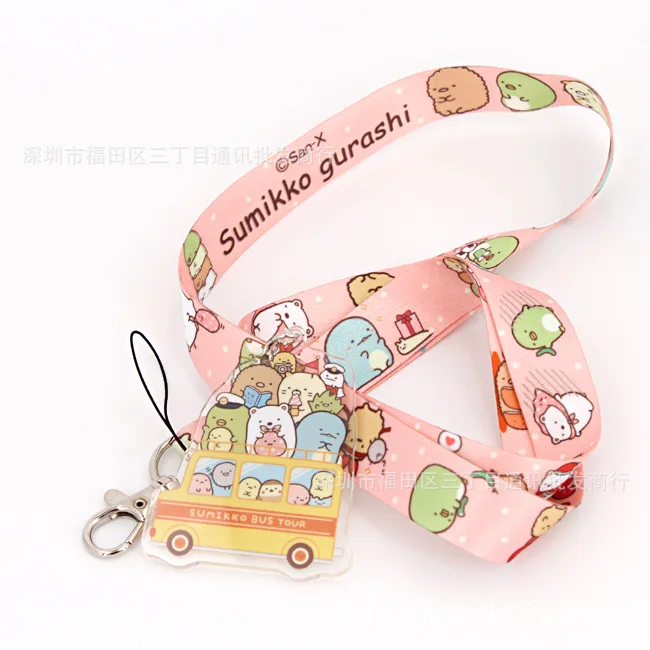 Мультяшный милый Sumikko Gurashi шейный ремешок для ID бейджей шнурок с подвеской